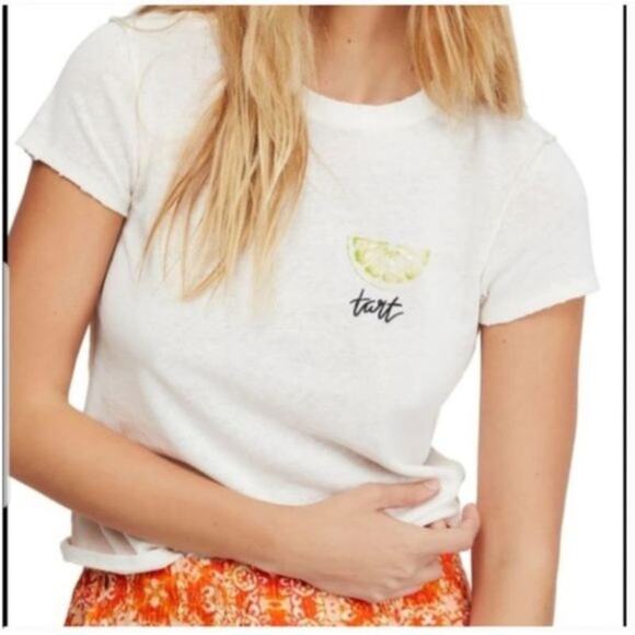 NWT FP We The Free Fruit Medley Lime Tart Tee Graphic Casual Elevated Basic Med - Picture 2 of 11